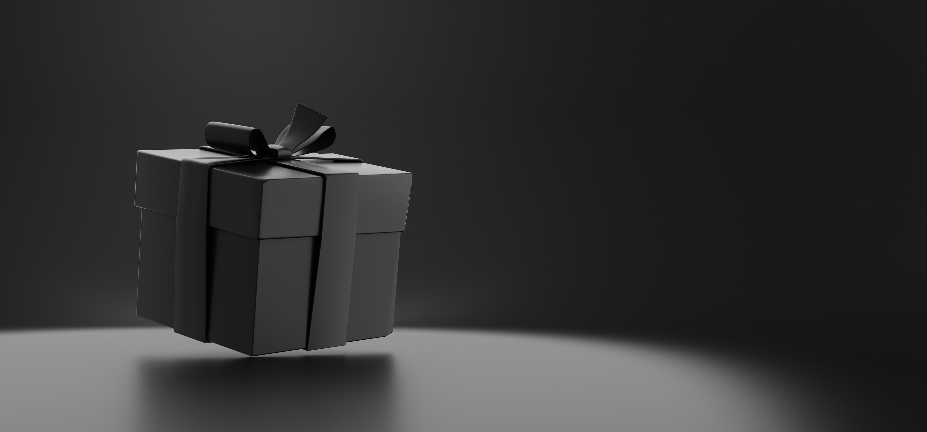 Black friday sale background with gift box. 3d rendering.